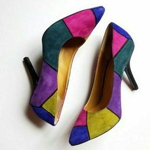Nine West Patchwork Suede Heels Size 9.5
